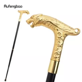 Золотой леопард с хвостом, модная трость для вечеринки, декоративная трость, элегантная трость с набалдашником 93 см