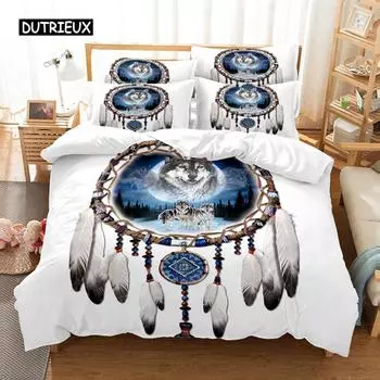 Золотой Ловец Снов Пододеяльник Комплект постельного белья 3D Цифровая печать Постельное белье Queen Size Комплект постельного белья Модный дизайн EU single(135x200cm)