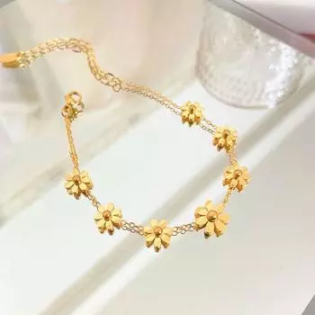 Золотой маленький Zouju регулируемый браслет на щиколотку Niche Seven Flower Foot Chain женский