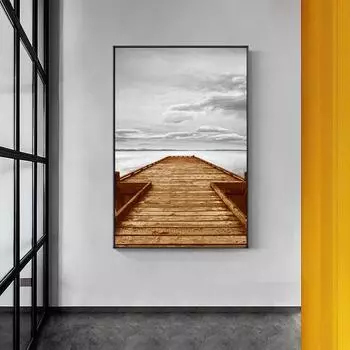 Золотой мост, дерево, озеро, сцена, черный пейзаж, печать плакатов, холст, картины, настенные художественные фотографии для гостиной, домашний декор, Cuadros, без рамки 21*30cm