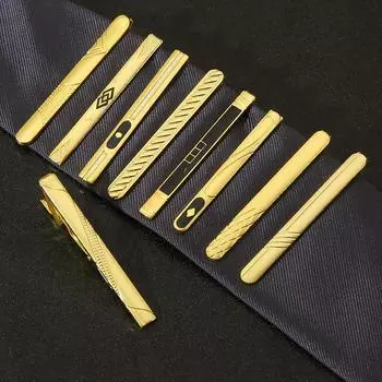 Золотой мужской зажим для галстука - простой, стильный аксессуар