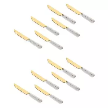 Золотой набор ножей из нержавеющей стали для дома, кухни и ресторана, столовые приборы для сервировки обеденного стола с керамической ручкой