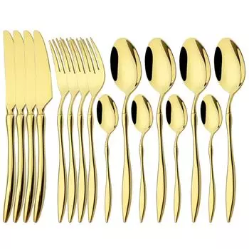 Золотой набор столовых приборов, винтажная посуда, нож из нержавеющей стали 304, вилка, чайная ложка, посуда, вечерние кухонные столовые приборы, набор столовых приборов серебряный