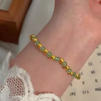 Золотой очень тонкий браслет с маленькими зернами риса и жемчугом, женский легкий роскошный нишевый французский изысканный браслет