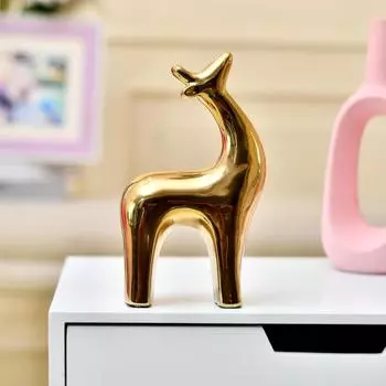 Золотой Олень Удачи и Грации | Изящное Воплощение Богатства и Процветания | Обязательный Атрибут Современного Роскошного Декора – 1 шт., Золотой