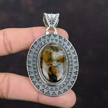 Золотой Питерсит Кулон Кулон Ручной Работы Красивые Старинные Ювелирные Изделия Кулон С Драгоценным Камнем Подвеска Стерлингового Серебра 925 Дизайнерские Ювелирные Изделия Для Подарка