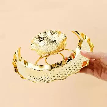 Золотой поднос для хранения фруктовый торт металлический поддон луна ручной работы украшения ремесла дисплей тарелка для закусок креативные праздничные принадлежности