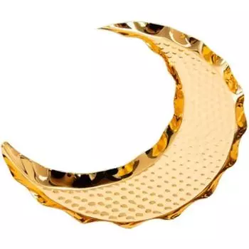 Золотой поднос для празднования Ид Мубарак, конфетница в форме луны, сахарница, тарелка для хранения закусок, сервировочное блюдо, поднос для украшений, поднос для вечеринки Ид, арабский контейнер для хранения еды золотой