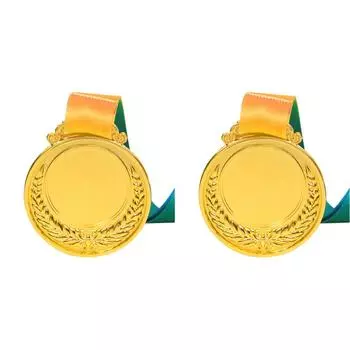 Золотой приз размером 2 дюйма с круглой шейной лентой для вечеринки по случаю соревнований (Золото)
