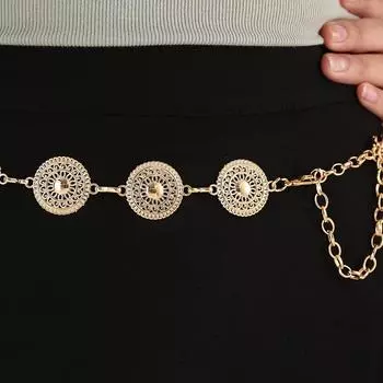 Золотой регулируемый ремень с длинной талией и цепочкой для тела для женщин, винтажный ажурный металлический ремень серебряный