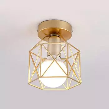 Золотой ретро потолочный светильник для балкона, коридора с лампочкой 7 Вт E27, металлические светодиодные потолочные светильники для гостиной, спальни, крыльца, 110-220 В чёрный