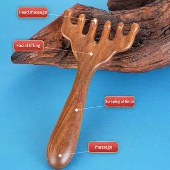 Золотой сандаловый гребень для массажа меридианов Six Jaw Relax Health Care Tools Scalp Acupoint Massage one size