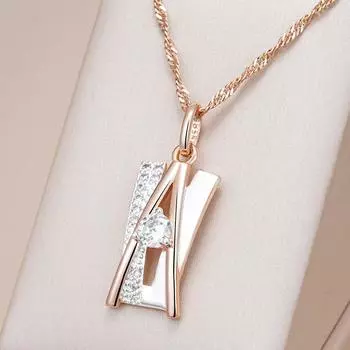 Золотой серебряный цвет большой кулон для женщин индивидуальное геометрическое ожерелье микро инкрустация белый циркон роскошные украшения для вечеринок