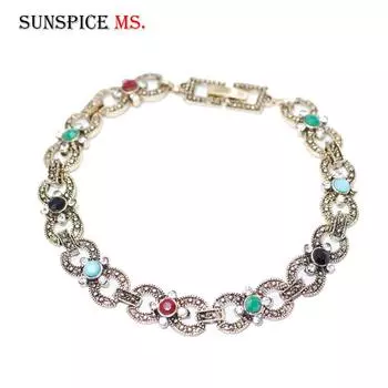 Золотой, серебряный цвет, браслет-подвеска, богемный ретро-браслет, этнические свадебные украшения, свадебный подарок золотой