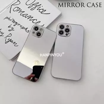 Золотой серебряный глянцевый зеркальный чехол для телефона, однотонный цвет для Apple iPhone 16, 15, 14, 13, 12, 11 ProMax Plus, противоударный чехол для зеркала для макияжа, твердая задняя крышка iPhone 16