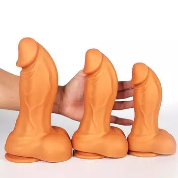 Золотой силиконовый фаллоимитатор, мягкий реалистичный ремешок для пениса, мастурбатор для члена для женщин, фистинг, анальная пробка, секс-игрушки S