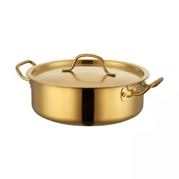 Золотой суп-пот, ополаскиватель для индукционной плиты, плоский дно, двойной горшок, одинарная кастрюля, нержавеющая сталь, чаша для тушения