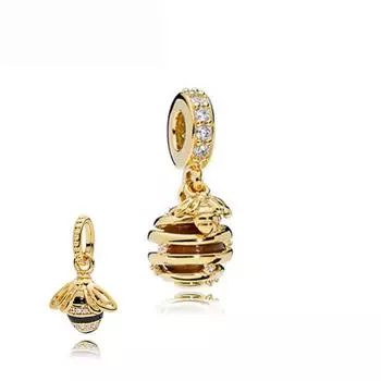 Золотой сверкающий медоносный пчелиный улей, подвеска из бисера, подходит для оригинального модного браслета, ювелирные изделия своими руками для женщин, подарок