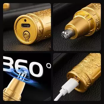 Золотой триммер для волос в ушах и носу для мужчин, вращающаяся на 360 градусов электробритва с двумя лезвиями, профессиональная машинка для стрижки волос в ушах и носу, бритва для лица H A