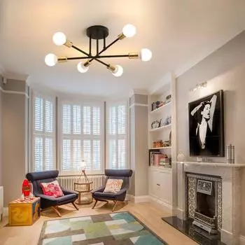 Золотой творческий потолочный светильник для ресторана E27 спальни гостиной без лампочки