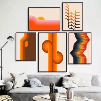 Золотой Узел Закат Прилив и Низкая Полоса Холст Картины Цветок Женское Лицо Ретро Плакат Комната Настенные Картины Отпечатки Домашнего Декора 21x30cm No Framed