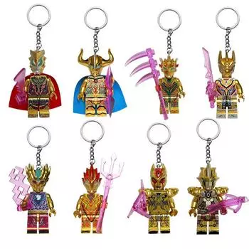 Золотой Воин Строительный Блок Кукла Брелок Головоломка Сборка Модель Детская Игрушка