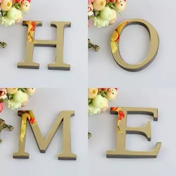 Золотые 26 английских букв настенные наклейки настенное искусство алфавит самоклеящиеся 3D акриловые зеркальные любовные буквы украшения для домашнего декора I золотой
