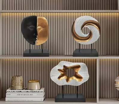 Золотые абстрактные фигурные украшения, круглые полые геометрические кольца, пара, целующаяся, лицо, изделия из смолы, украшения для дома