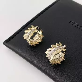 Золотые асимметричные кружевные пряжки для ушей женские темпераментные французские серьги Commuter