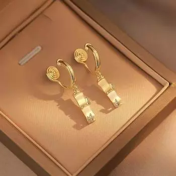 Золотые бамбуковые серьги, женские противомоскитные спирали, без пирсинга, зажим для ушей, новые серьги