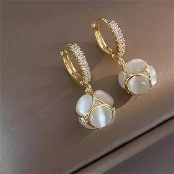 Золотые цветные опалы циркон круглые серьги-кольца для девочек изысканные аксессуары для женщин праздничные украшения подарок 1Pc