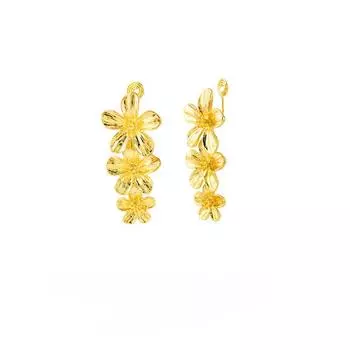 Золотые цветочные длинные серьги мода ретро противомоскитная спираль без пирсинга ухо клипса для женщин