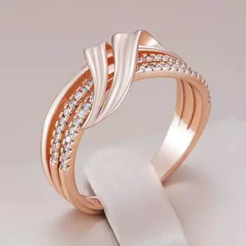 Золотые двухслойные геометрические белые циркониевые женские кольца для девочек, модные аксессуары для вечеринок и свадеб, соответствующие ювелирные изделия 7