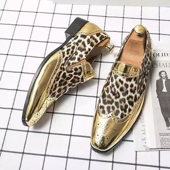 Золотые и серебряные мужские модные туфли с леопардовым принтом повседневные туфли на низком каблуке мужские лоферы оксфорды деловые свадебные мокасины формальные 39 золотой