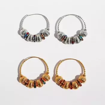 Золотые и серебряные серьги с металлическими бусинами, цветные циркониевые модные серьги высокого класса, серьги 83