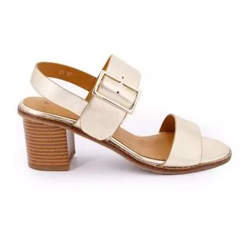 Золотые кожаные босоножки с пряжкой на щиколотке, каблук 7 см, женщина PIERRE CARDIN 37 золотой