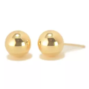 Золотые круглые серьги-шарики 8 мм, серьги-шарики из желтого золота, 1 пара, на оба уха, продается в маленьком размере, сделано в Японии, простые, без никеля, Yokomountain [серьги 18 карат]
