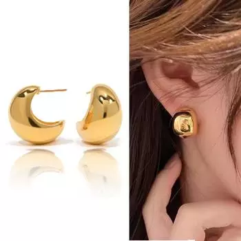 Золотые массивные серьги-кольца в форме буквы C, ювелирные изделия, массивные подарочные аксессуары, простые серьги для женщин