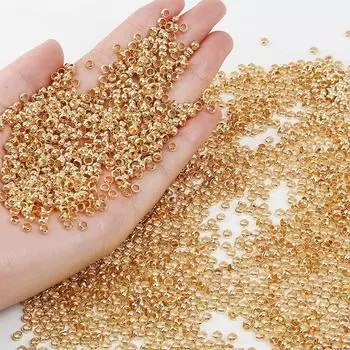 Золотые медные бусины своими руками для изготовления ювелирных изделий, шариковые обжимные концы, пробки, разделительные бусины, принадлежности для фурнитуры 2.0mm 500PCS/Pack золотистый