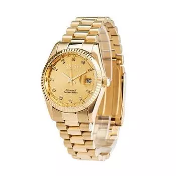 Золотые металлические часы Lawrence с натуральными бриллиантами, 10 лет, батарейка, популярные корейские часы