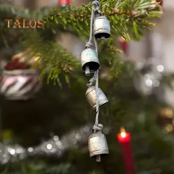 Золотые металлические старинные колокольчики с джутовой веревкой для подвешивания, декоративные коровьи колокольчики для свадеб, вечеринок, рождественских венков