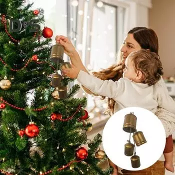 Золотые металлические старинные колокольчики с джутовой веревкой для подвешивания, декоративные коровьи колокольчики для свадеб, вечеринок, рождественских венков