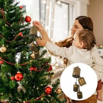 Золотые металлические старинные колокольчики с джутовой веревкой для подвешивания, декоративные коровьи колокольчики для свадеб, вечеринок, рождественских венков