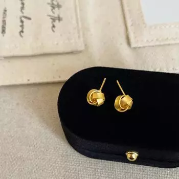 Золотые мини-серьги-концентрические узлы Kink, женские простые дизайнерские серьги с индивидуальным стилем, модные, темпераментные, универсальные