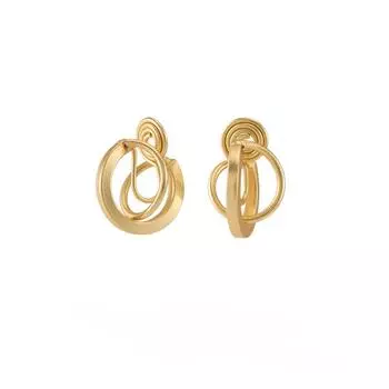 Золотые модные металлические серьги, катушка от комаров, зажим для ушей, без пирсинга