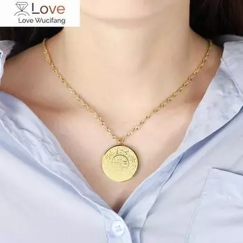 Золотые ожерелья Surat Al-Fatiha для женщин, персонализированные исламские каллиграфические Коран, подарки из нержавеющей стали, мусульманские кулоны, ювелирные изделия