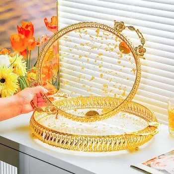 Золотые подносы для фруктов, легко моющиеся подносы для торта, для украшения домашней свадебной вечеринки Medium