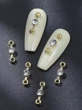 Золотые подвески для ногтей 10 шт. 3D сплав украшения для ногтей DIY 2025 подарок для девочек