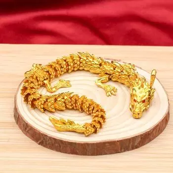 Золотые подвижные украшения в виде дракона - ручные коллекционные предметы и сувениры в виде дракона зодиака