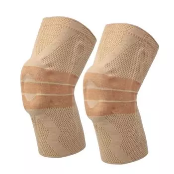 Золотые противоскользящие силиконовые наколенники для бега, баскетбола, спортивной защиты, унисекс, вязаное защитное снаряжение S